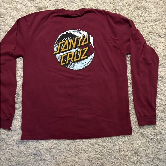 Santa Cruz Skateboards Burgundy Long Sleeve Tee Size XL - Picture 4 of 8